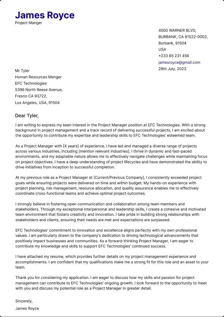 Professional cover letter template 1