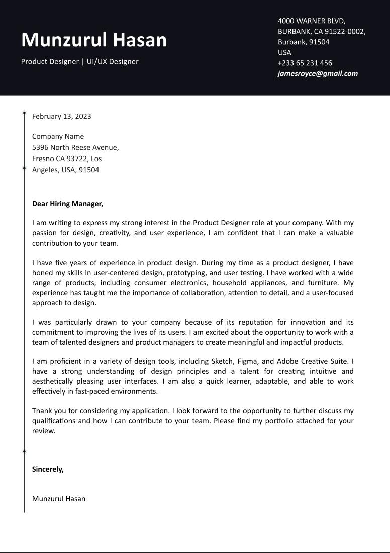 Professional cover letter template 2