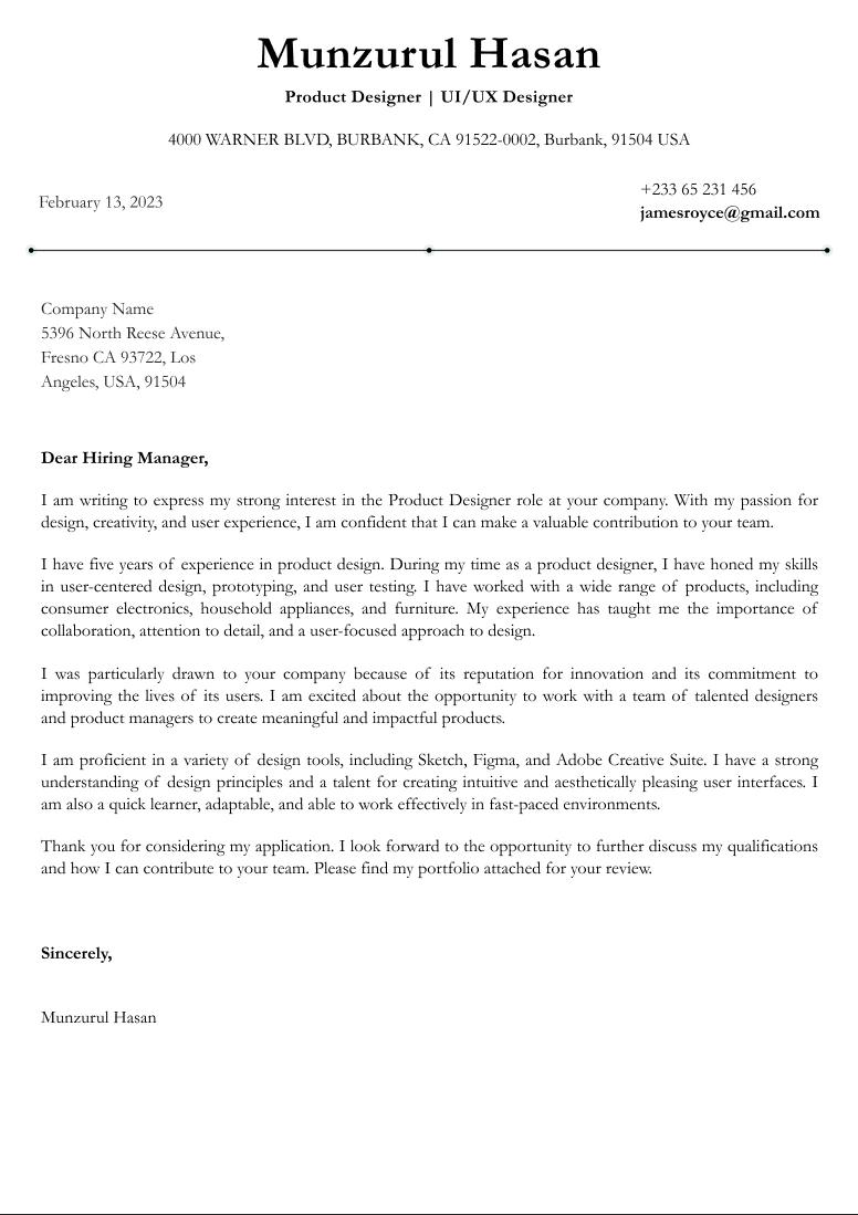 Professional cover letter template 3