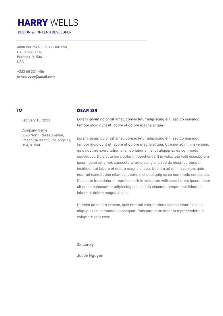 Professional cover letter template 4