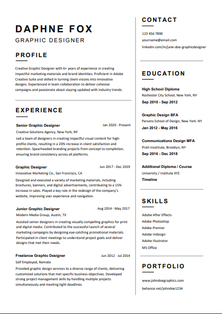 New York - minimal two-column resume template