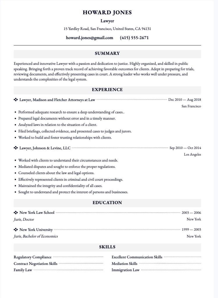 Howard Jones - centered header with dotted leader lines