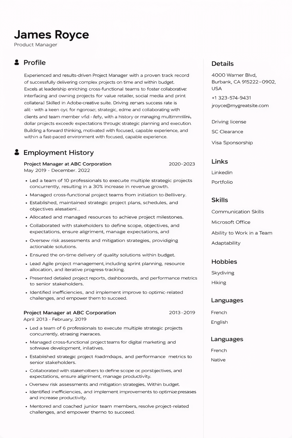 Elegant resume template